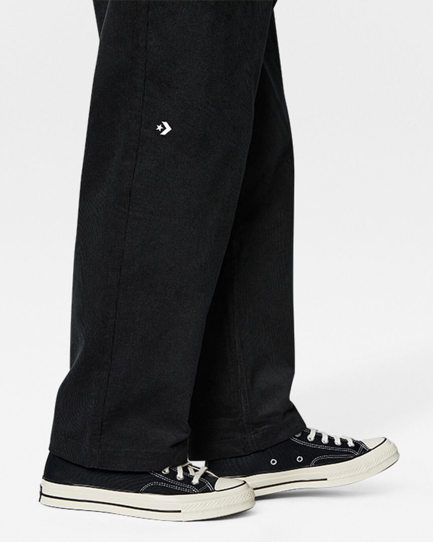 Pantaloni Barbati Converse Corduroy Negrii | RO DOCZF149